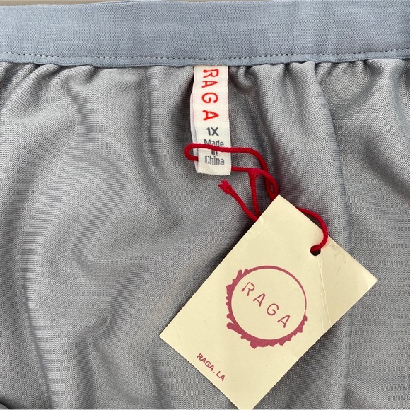 RAGA Anthropologie Skirt Velvet Tulle Overlay Pearl Detail Midi Gray Size 1X NWT - Picture 5 of 7